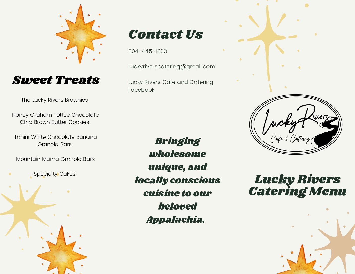 The first page of Lucky Rivers' menu